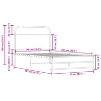 Bettgestell ohne Matratze 90x200 cm Räuchereiche Holzwerkstoff