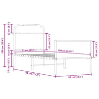 Bettgestell ohne Matratze 75x190 cm Sonoma-Eiche Holzwerkstoff