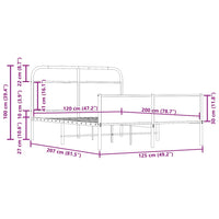 Bettgestell ohne Matratze 120x200 cm Sonoma-Eiche Holzwerkstoff