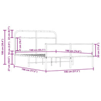 Bettgestell ohne Matratze 140x190 cm Sonoma-Eiche Holzwerkstoff