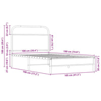 Bettgestell ohne Matratze 100x190 cm Sonoma-Eiche Holzwerkstoff