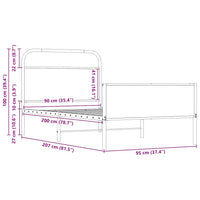 Bettgestell ohne Matratze 90x200 cm Sonoma-Eiche Holzwerkstoff