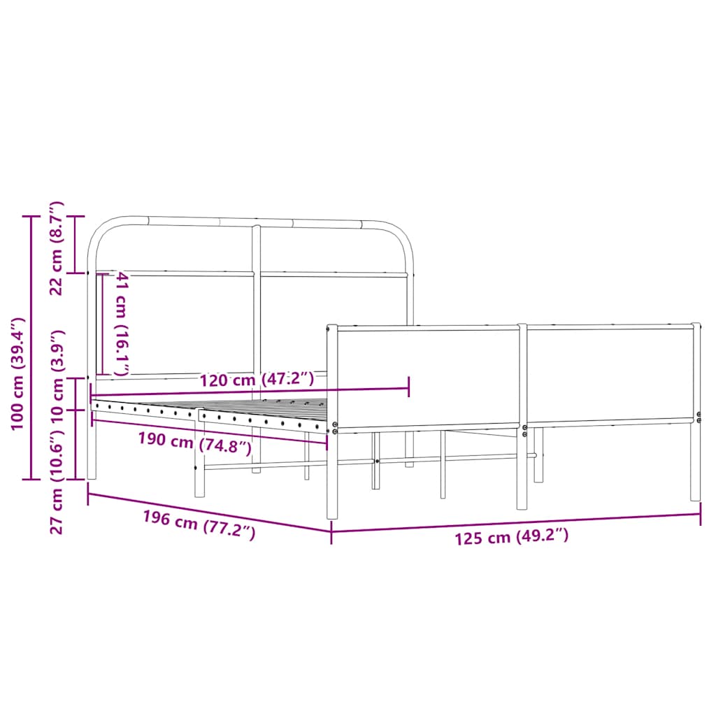 Bettgestell ohne Matratze 120x190 cm Sonoma-Eiche Holzwerkstoff