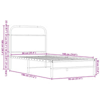 Bettgestell ohne Matratze 90x190 cm Braun Eichen-Optik