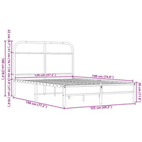 Bettgestell ohne Matratze 120x190 cm Braun Eichen-Optik