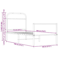 Bettgestell ohne Matratze 75x190 cm Braun Eichen-Optik