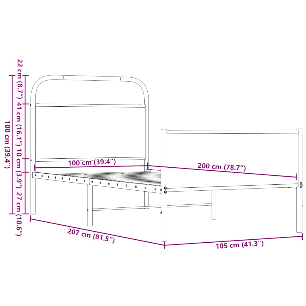 Bettgestell ohne Matratze 100x200 cm Braun Eichen-Optik