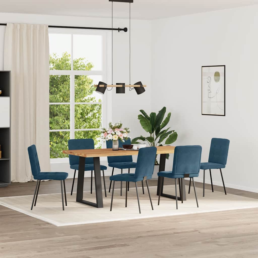 Esszimmerstühle 6 Stk. Blau Samt