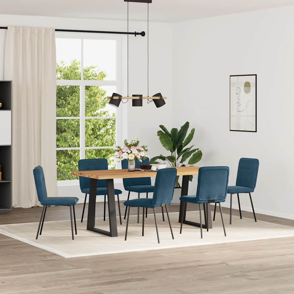 Esszimmerstühle 6 Stk. Blau Samt