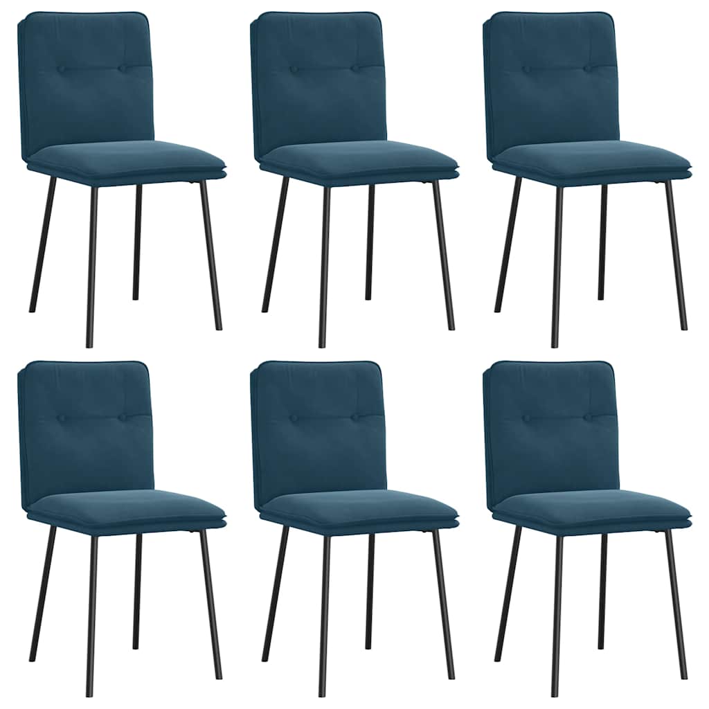 Esszimmerstühle 6 Stk. Blau Samt