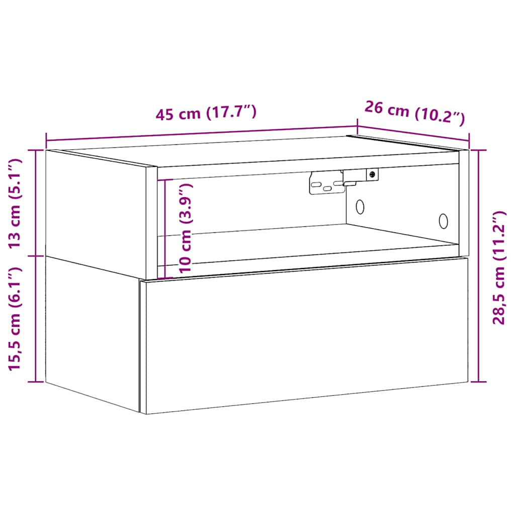 Wand-Nachttische 2 Stk. Betongrau 45x26x28,5 cm