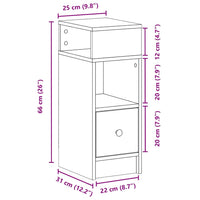 Nachttisch mit Schublade Schwarz 25x31x66 cm