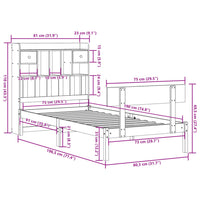 Bücherregalbett ohne Matratze 75x190 cm Massivholz Kiefer