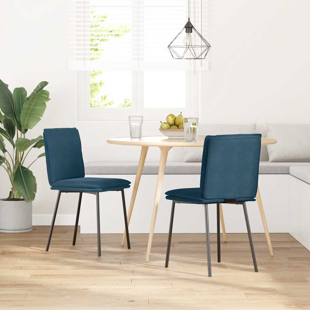 Esszimmerstühle 2 Stk. Blau Samt