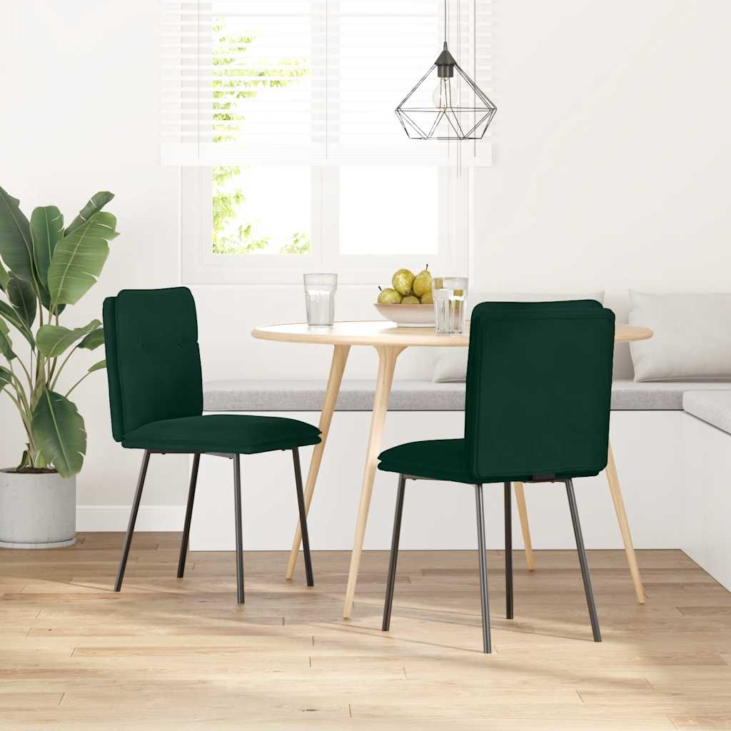 Esszimmerstühle 2 Stk. Dunkelgrün Samt