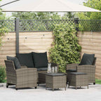 6-tlg. Garten-Sofagarnitur mit Kissen Grau Poly Rattan