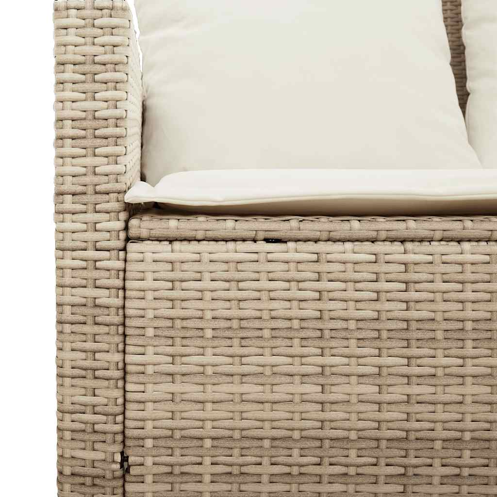 6-tlg. Garten-Sofagarnitur mit Kissen Beige Poly Rattan