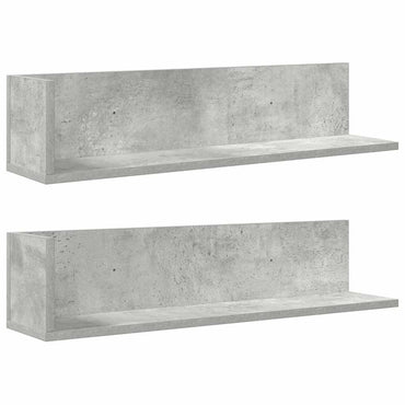 Wandregale 2 Stk. Betongrau 75x16,5x16,5 cm Holzwerkstoff