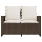 Gartensofa 2-Sitzer mit Kissen & Tisch Braun Poly Rattan