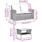 Gartensofa 2-Sitzer mit Kissen & Tisch Beige Poly Rattan