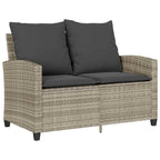 Gartensofa 2-Sitzer mit Kissen & Tisch Hellgrau Poly Rattan