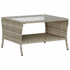 Gartensofa 2-Sitzer mit Kissen & Tisch Hellgrau Poly Rattan