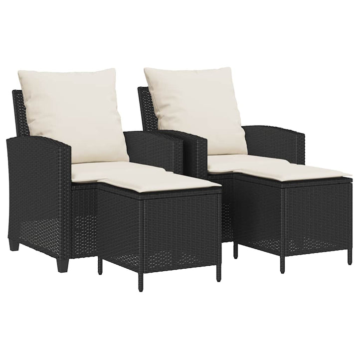 4-tlg. Garten-Sofagarnitur mit Kissen Schwarz Poly Rattan