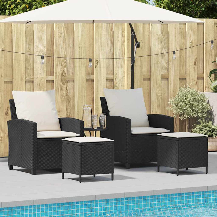 4-tlg. Garten-Sofagarnitur mit Kissen Schwarz Poly Rattan