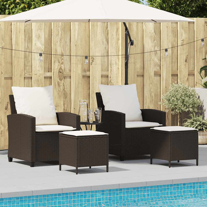 4-tlg. Garten-Sofagarnitur mit Kissen Braun Poly Rattan