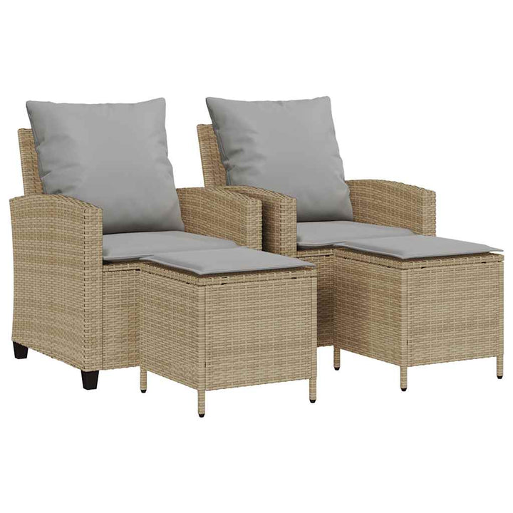 4-tlg. Garten-Sofagarnitur mit Kissen Beige Poly Rattan