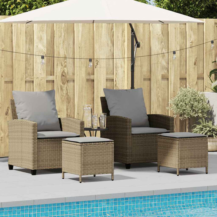 4-tlg. Garten-Sofagarnitur mit Kissen Beige Poly Rattan