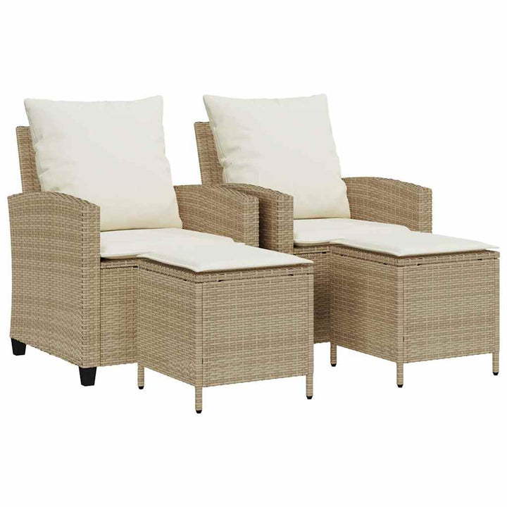 4-tlg. Garten-Sofagarnitur mit Kissen Beige Poly Rattan