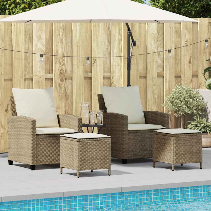 4-tlg. Garten-Sofagarnitur mit Kissen Beige Poly Rattan