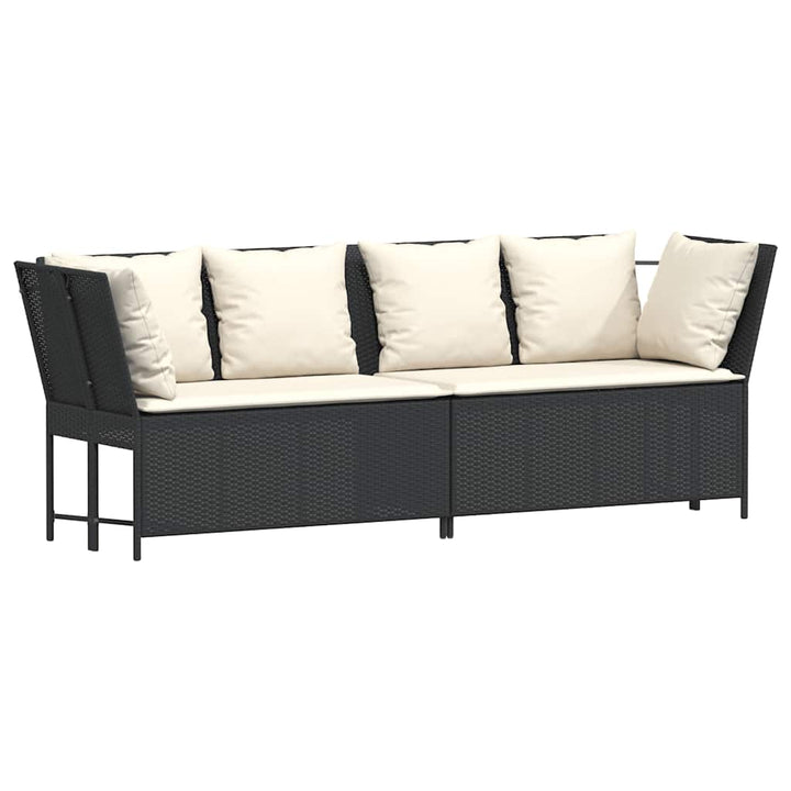 Gartensofa mit Kissen Schwarz Poly Rattan