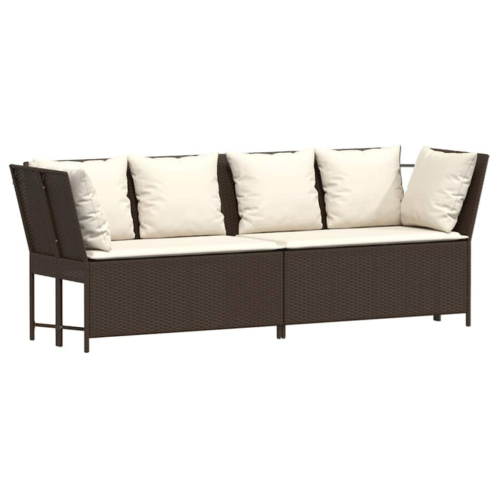 Gartensofa mit Kissen Braun Poly Rattan