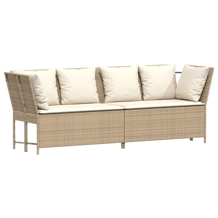 Gartensofa mit Kissen Beige Poly Rattan