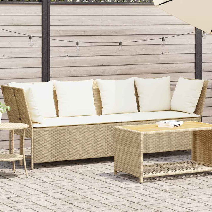 Gartensofa mit Kissen Beige Poly Rattan