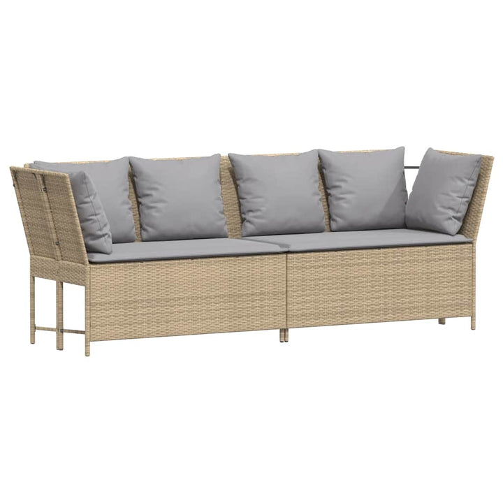 Gartensofa mit Kissen Beige Poly Rattan