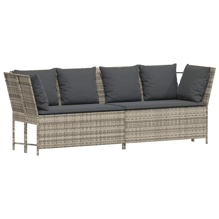 Gartensofa mit Kissen Hellgrau Poly Rattan