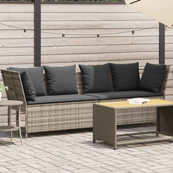 Gartensofa mit Kissen Hellgrau Poly Rattan