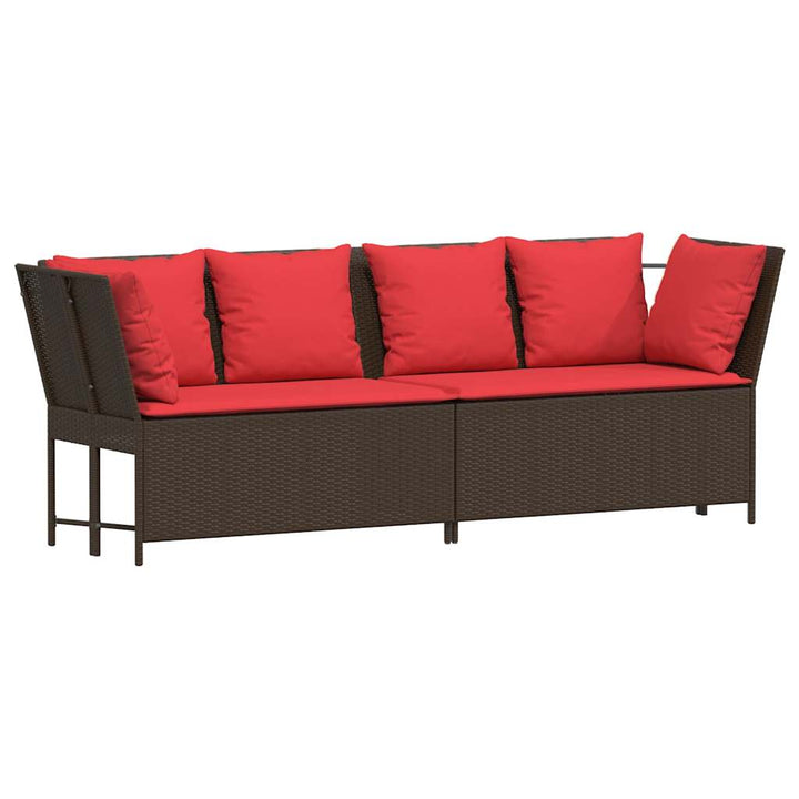 Gartensofa mit Kissen Braun Poly Rattan