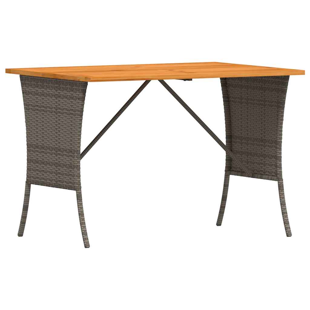 Gartentisch mit Akazienholzplatte Grau 105x75x72cm Poly Rattan