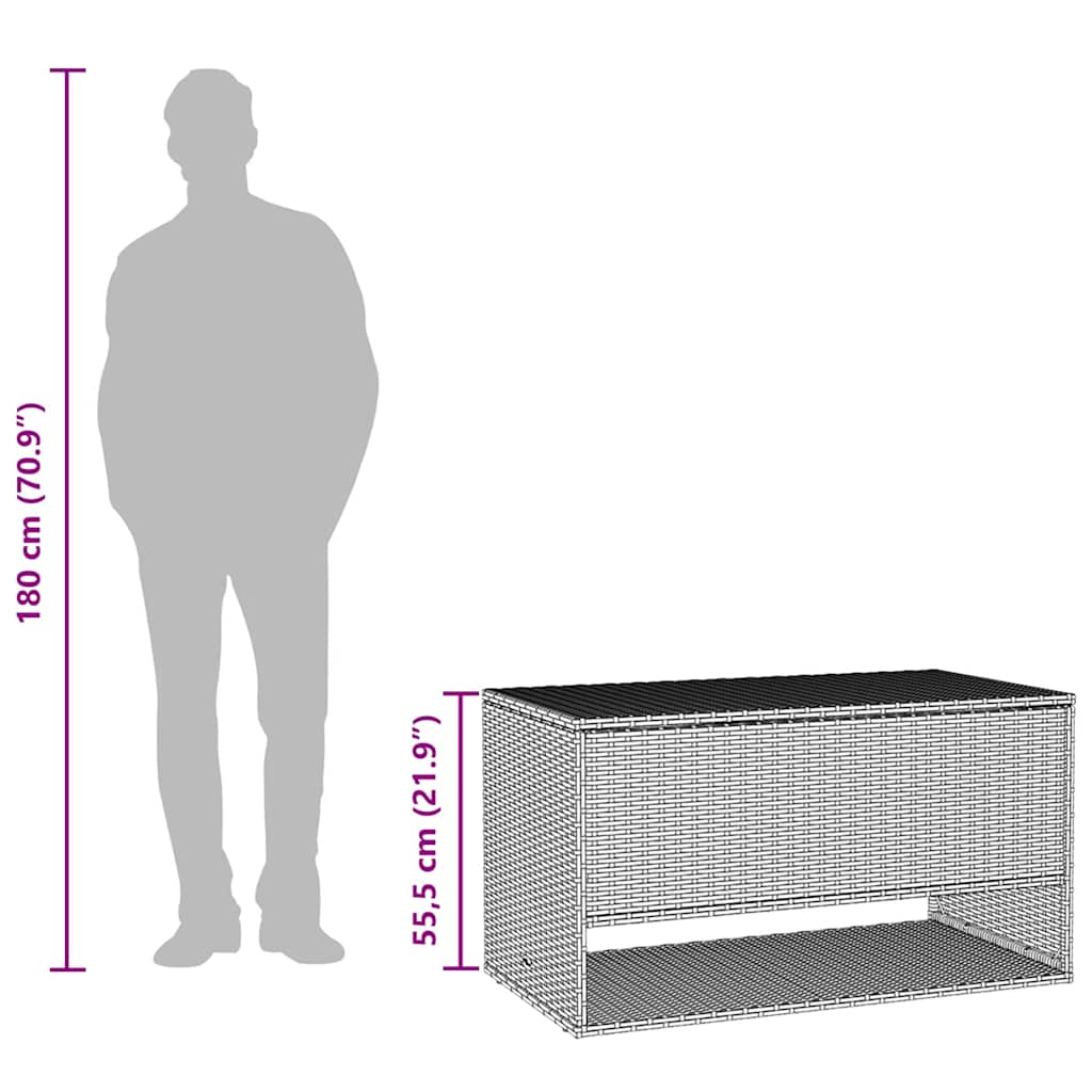 Outdoor-Kissenbox Braun 100x55x55,5 cm Poly Rattan