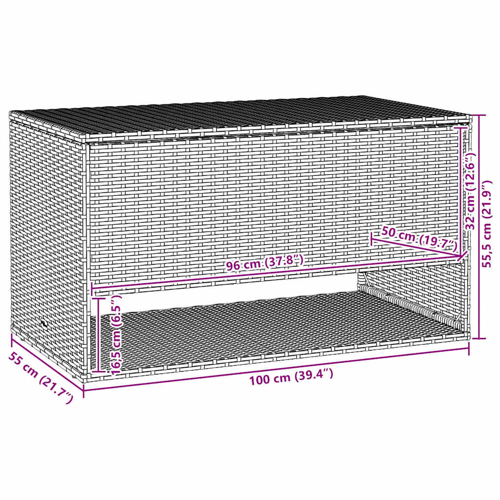 Outdoor-Kissenbox Grau 100x55x55,5 cm Poly Rattan