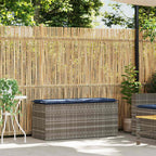 Gartenbank mit Kissen Grau 110x40x44 cm Poly Rattan