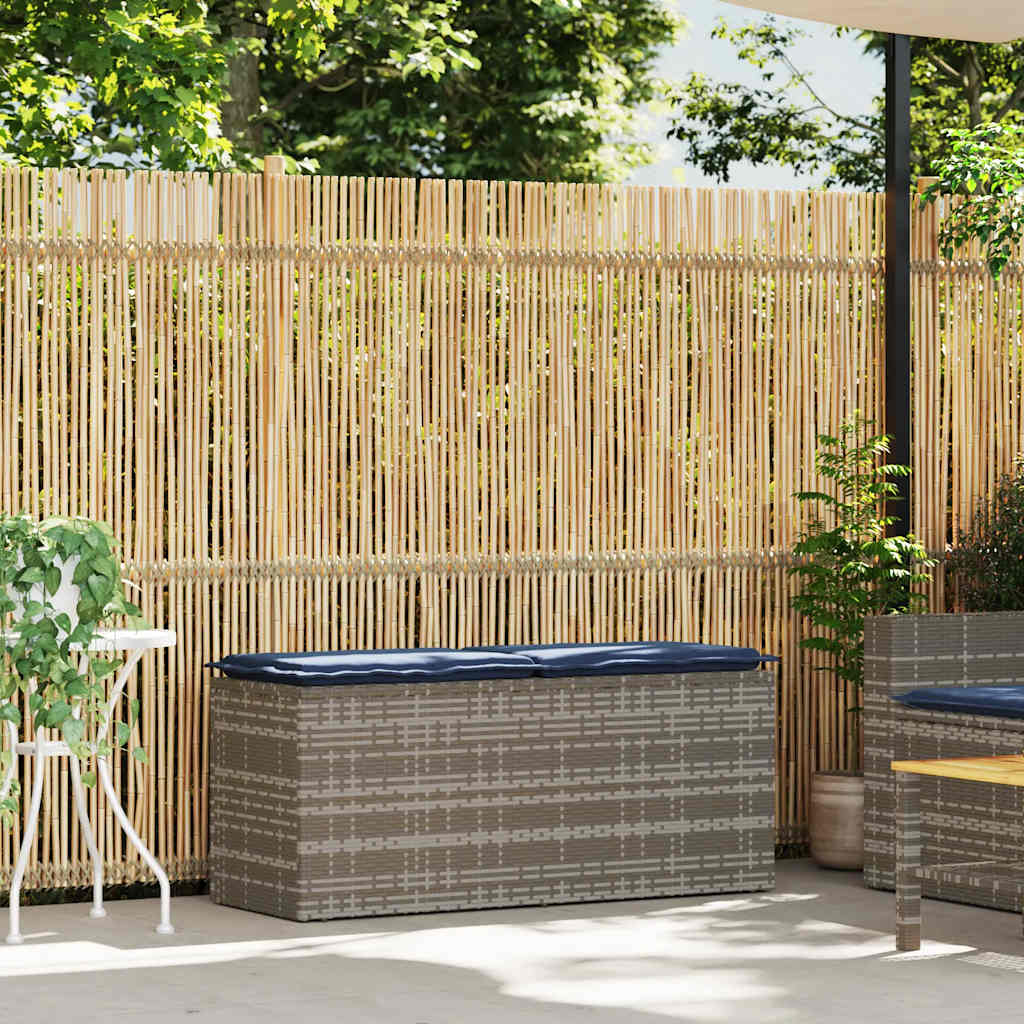 Gartenbank mit Kissen Grau 110x40x44 cm Poly Rattan