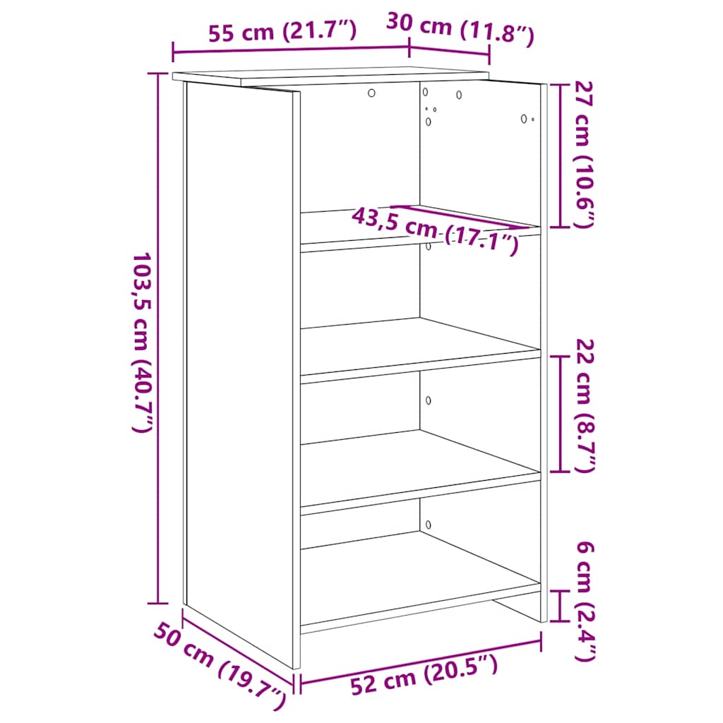 Empfangstheke Betongrau 55x50x103,5 cm Holzwerkstoff