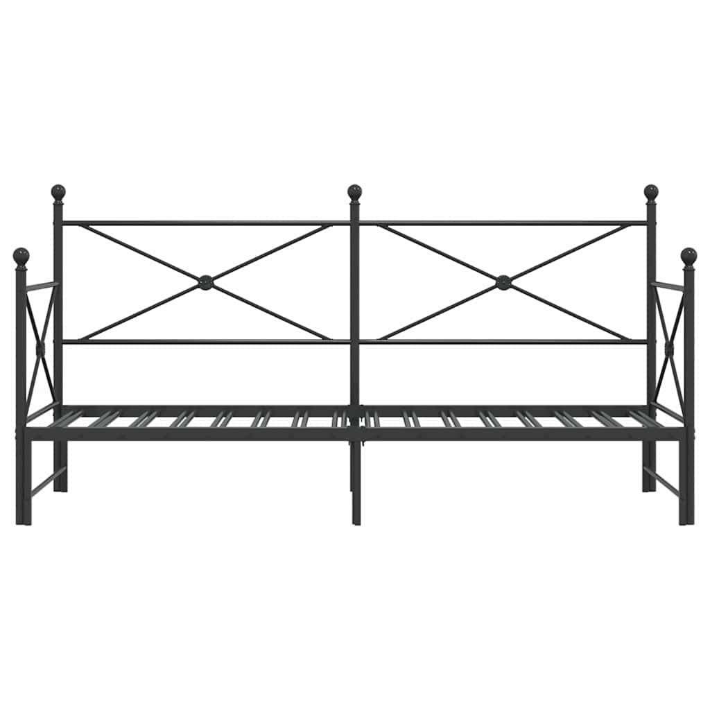 Tagesbett Ausziehbar ohne Matratze Schwarz 75x190 cm Stahl