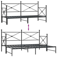 Tagesbett Ausziehbar ohne Matratze Schwarz 75x190 cm Stahl