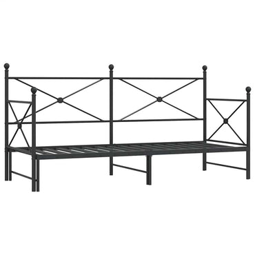 Tagesbett Ausziehbar ohne Matratze Schwarz 80x200 cm Stahl